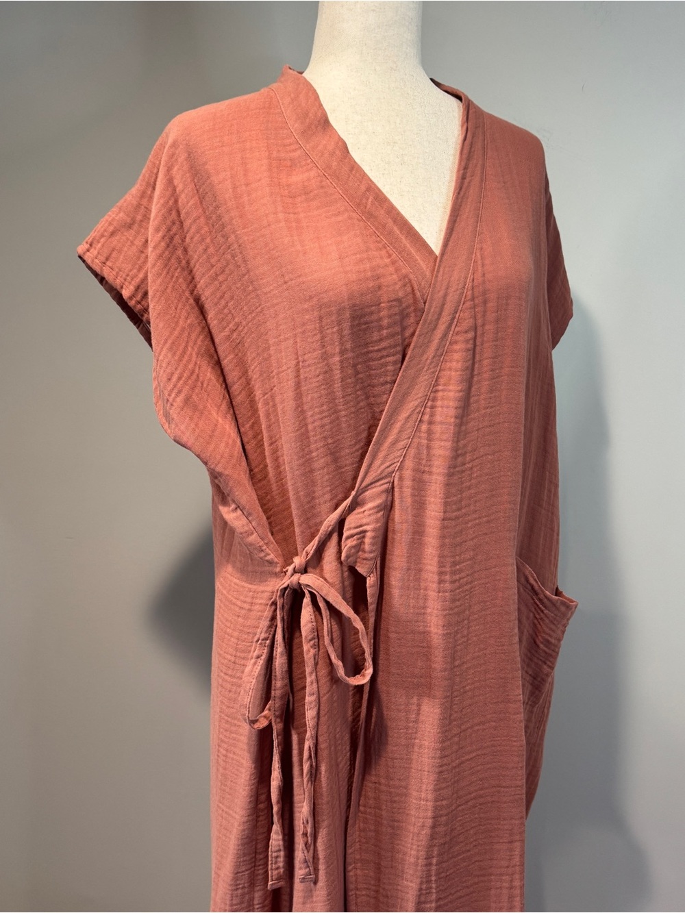 Oddbird Aydin House Wrap Dress Canyon Rose Turksish Cotton Gauze Lagenlook XL - Picture 11 of 16